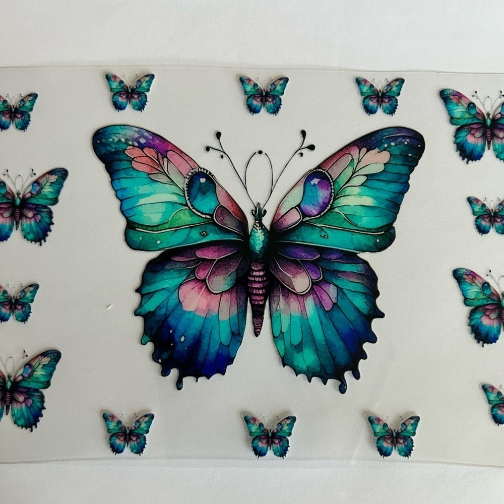 Teal Butterfly Cup Decal (8)